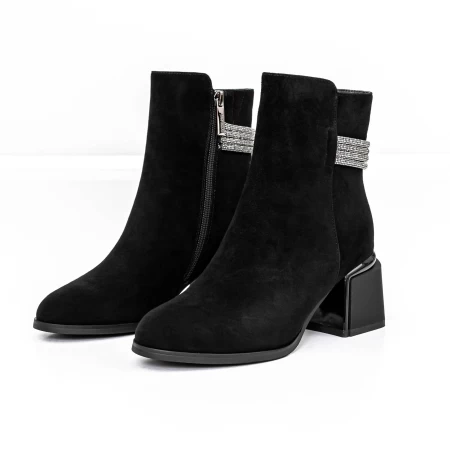 Botine Dama cu toc gros K577-37B Negru » meishop.life