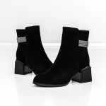 Botine Dama cu toc gros K577-37B Negru » meishop.life