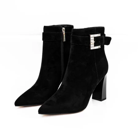 Botine Dama cu toc gros K2942-W85C Negru » meishop.life