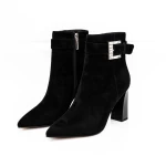 Botine Dama cu toc gros K2942-W85C Negru » meishop.life