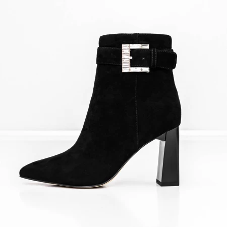 Botine Dama cu toc gros K2942-W85C Negru » meishop.life