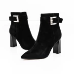 Botine Dama cu toc gros K2942-W85C Negru » meishop.life