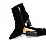 Botine Dama cu toc gros K2942-W85C Negru » meishop.life