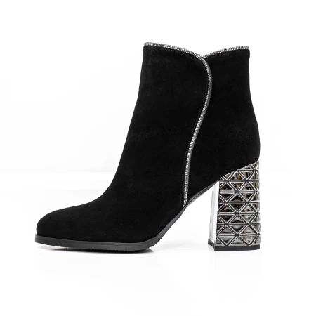 Botine Dama cu toc gros K9071-80B Negru » meishop.life