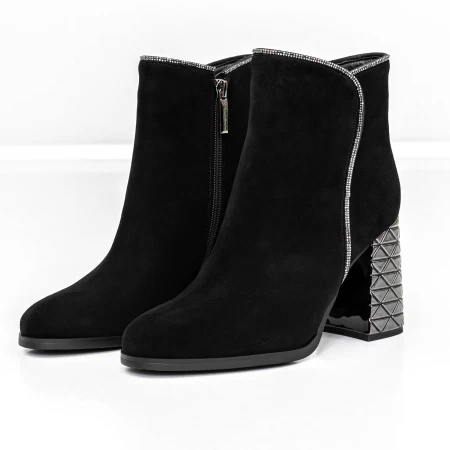Botine Dama cu toc gros K9071-80B Negru » meishop.life