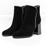Botine Dama cu toc gros K9071-80B Negru » meishop.life