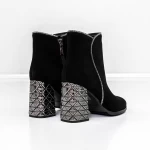 Botine Dama cu toc gros K9071-80B Negru » meishop.life
