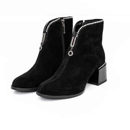 Botine Dama cu toc gros KD18-30A Negru » meishop.life