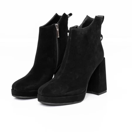 Botine Dama cu toc gros M03-05A Negru » meishop.life