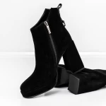 Botine Dama cu toc gros M03-05A Negru » meishop.life