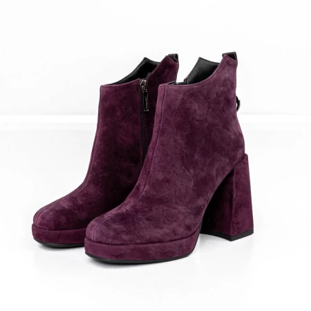 Botine Dama cu toc gros M03-05B Visiniu » meishop.life