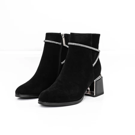 Botine Dama cu toc gros M07-01A Negru » meishop.life