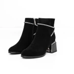 Botine Dama cu toc gros M07-01A Negru » meishop.life