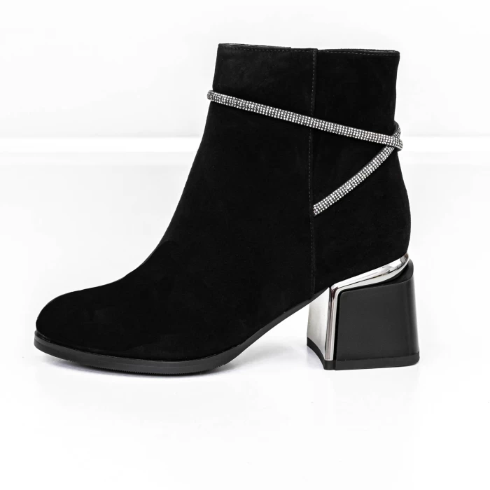 Botine Dama cu toc gros M07-01A Negru » meishop.life