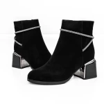 Botine Dama cu toc gros M07-01A Negru » meishop.life