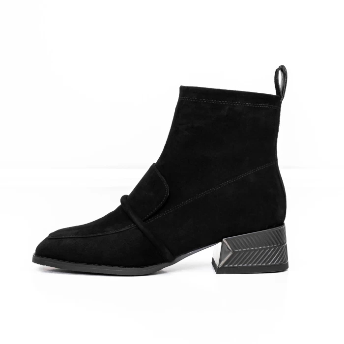 Botine Dama cu toc gros M12-01A Negru » meishop.life
