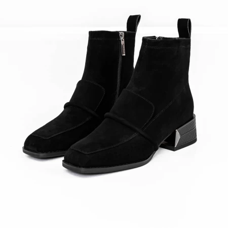 Botine Dama cu toc gros M12-01A Negru » meishop.life
