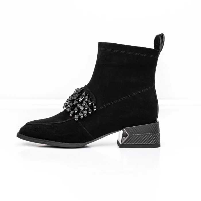 Botine Dama cu toc gros M12-02 Negru » meishop.life