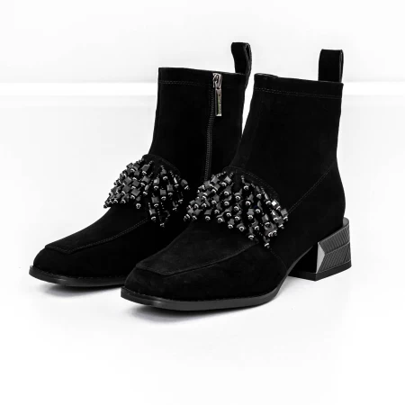 Botine Dama cu toc gros M12-02 Negru » meishop.life