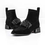 Botine Dama cu toc gros M12-02 Negru » meishop.life