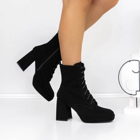 Botine Dama cu Toc gros si platforma 3KV20 Negru » meishop.life