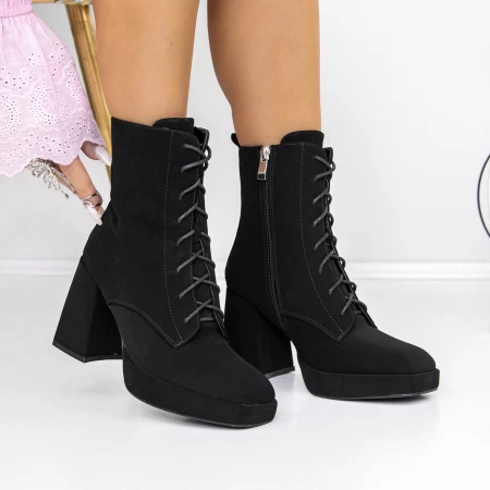 Botine Dama cu Toc gros si platforma 3KV20 Negru » meishop.life
