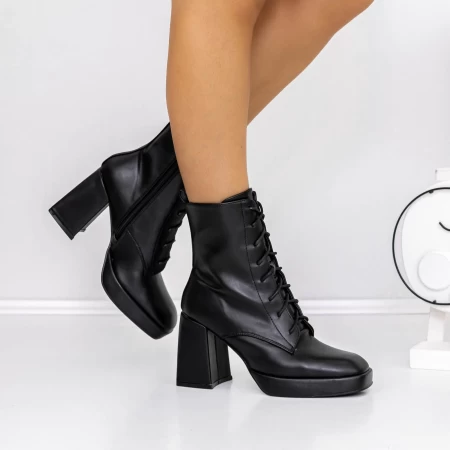 Botine Dama cu Toc gros si platforma 3KV20 Negru » meishop.life
