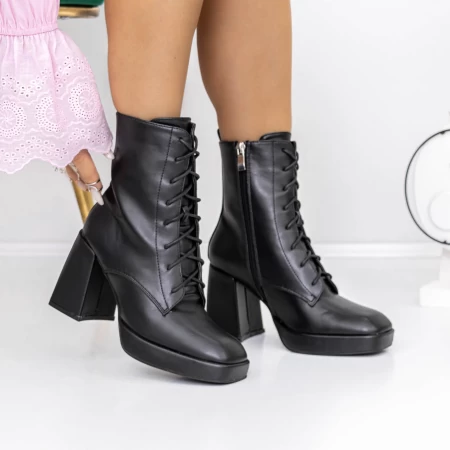 Botine Dama cu Toc gros si platforma 3KV20 Negru » meishop.life