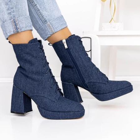 Botine Dama cu Toc gros si platforma 3KV20 Albastru in... » meishop.life