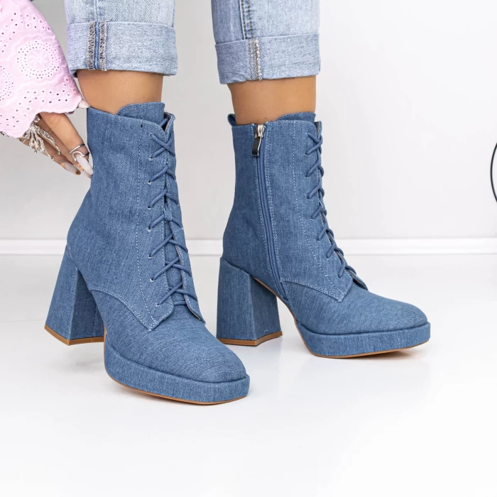 Botine Dama cu Toc gros si platforma 3KV20 Albastru de... » meishop.life