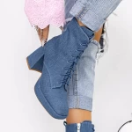 Botine Dama cu Toc gros si platforma 3KV20 Albastru de... » meishop.life