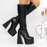 Cizme Dama cu toc gros si platforma 3MN3 Negru » meishop.life