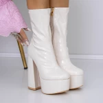 Botine Dama cu Toc gros si platforma 3LB10 Bej » meishop.life