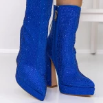 Botine Dama cu Toc gros si platforma 3KV9 Albastru inchis » meishop.life