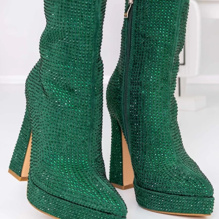 Botine Dama cu Toc gros si platforma 3KV9 Verde » meishop.life
