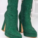 Botine Dama cu Toc gros si platforma 3KV9 Verde » meishop.life