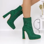 Botine Dama cu Toc gros si platforma 3KV9 Verde » meishop.life