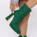 Botine Dama cu Toc gros si platforma 3KV9 Verde » meishop.life
