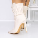 Botine Dama cu Toc subtire 3LB11 Bej deschis » meishop.life