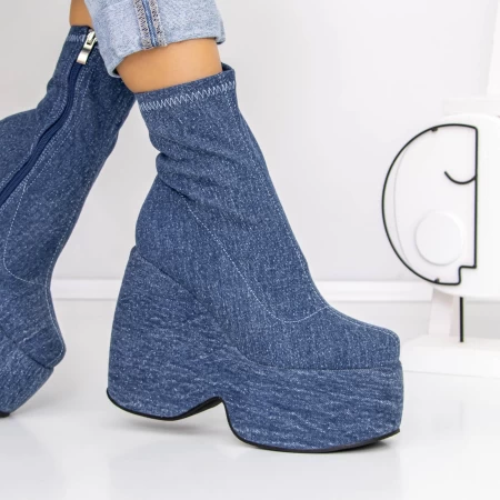 Botine Dama cu Platforma 3MN1 Albastru inchis » meishop.life