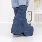 Botine Dama cu Platforma 3MN1 Albastru inchis » meishop.life