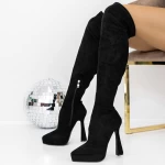 Cizme Dama cu Toc subtire si Platforma 3XKK51 Negru » meishop.life