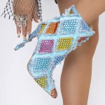 Botine Dama cu Toc subtire 3ZW9 Albastru » meishop.life