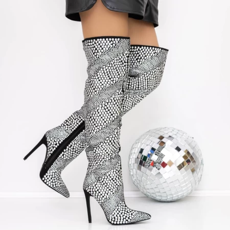Cizme Dama cu Toc subtire 3ZW2 Negru » meishop.life