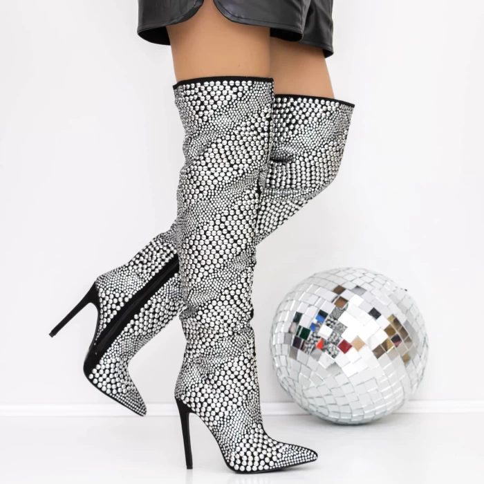 Cizme Dama cu Toc subtire 3ZW2 Negru » meishop.life