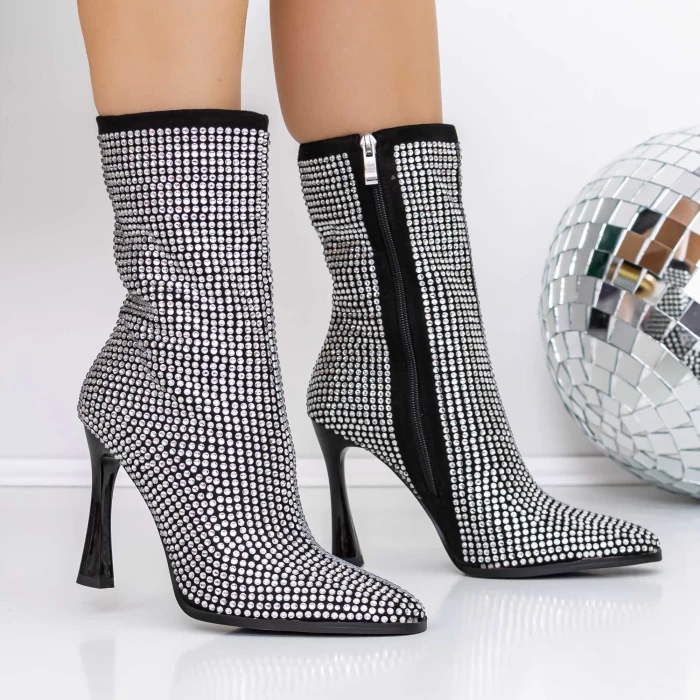 Botine Dama cu Toc subtire 3ZW3 Negru » meishop.life