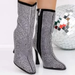 Botine Dama cu Toc subtire 3ZW3 Negru » meishop.life
