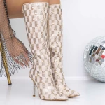 Cizme Dama cu Toc subtire 3ZW7 Auriu » meishop.life