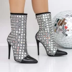 Botine Dama cu Toc subtire 3ZW8 Negru » meishop.life