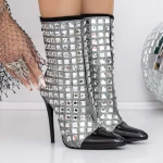 Botine Dama cu Toc subtire 3ZW8 Negru » meishop.life